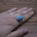 Retro Style Oval Stone Rings for Men Tin Alloy Silver Plated Vintage Ring Fashion Jewelry. 