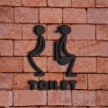 Removable Sticker  Bathroom Sign - 3D Toilet & Washroom Door Indicator For Restaurants, Cafes, And Malls - Unisex Black Restroom Symbol. 