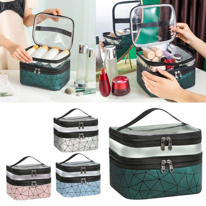 Foldable Double Layer Zipper Spider Design Makeup Bag Cosmetic bag Clear Travel Cosmetic Storage Case Toiletry Bag Water-resistant for Women
