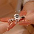 Crowning Love, Couple Rings, Four Prongs, 1 Carat Zircon Diamond Rings, Pair of Wedding Rings for Men and Women, Crown Open Pair Rings. 