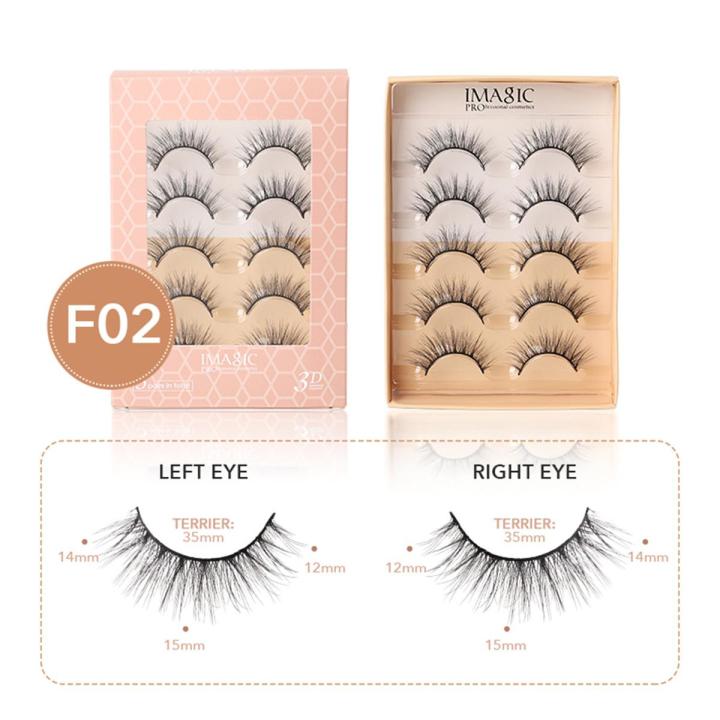 NEW 5 pairs 3D mink natural makeup eyelash extension long cross volume soft false eyelashes winged faux cils