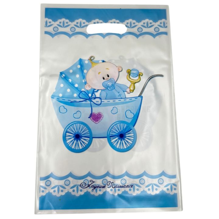 BABY BOY IN A CARRIAGE GOODY BAGS - PACK OF 10 GOODY BAGS - BABY BOY GOODY BAGS