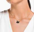 Luxuria Gold Stylish Black swan Duck necklace and earrings Duck pendant stainless steel chain Swan Chain Crystal Embedded Necklaces for Girls & Women. 
