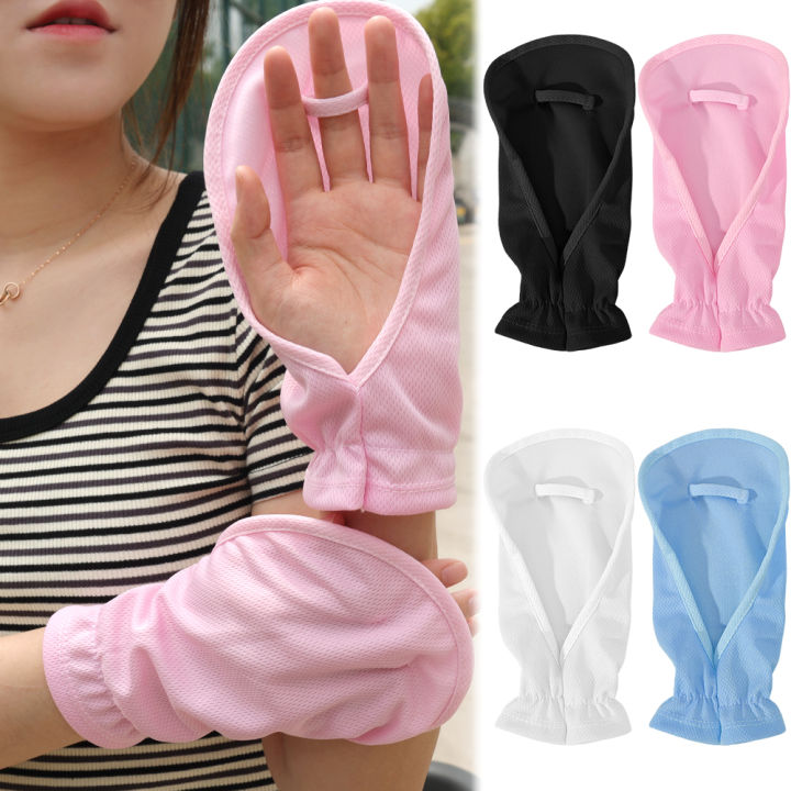 Women's Driving Sun Protection Gloves Ice Silk Full Coverage Finger ...