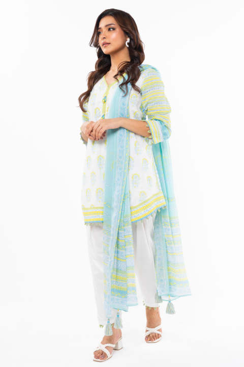 Alkaram Studio Unstitched 3 Piece Printed Lawn Suit With Chiffon Dupatta SS-26.1-24-WhiteA132377271