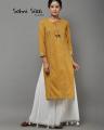0156 Mustered Gota Work Kurta & Plazo. 