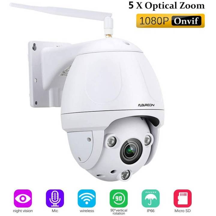 FLOUREON SD26W IP Camera PTZ 1080P Zoom 5X Surveillance Camera 2.0MP Waterproof Zoom 5X IR-Cut Night Vision Motion Detection Remote Vision by PC Smartphone P2P