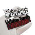 2 PCS Car Metal Modification Standard White Trash Edition Car Label Stickers WHITE TRASH. 