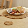 Quality Woven Rattan Placemats For Table Bulk Round Hot Pad Plate Cup Mat All Natural Hot Insulation Padding Kitchen Accessories. 