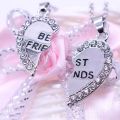 2piece set best friend bff broken  heard with unicorn pattern necklace. 