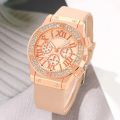 5PCS Set Elegant Ladies Dress Watch with Fashion Jewelry and Leather Bracelet. 