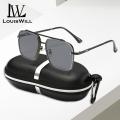 LouisWill Sunglasses Large Frame Metal Cut Edge Double Beam Driving Glasses Sunglasses Fashion Personality Sunglasses Metal UV400 UV protection Clean Vision for Men Women. 