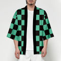 Anime Demon Slayer kimono adult Tanjiro Nizu print cardigan cloak. 