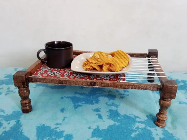 ANTIQUE%20DESIGN%20Solid%20Bamboo%20Wood%20Serving%20Tray%20Charpai%20Tray%20,%20Tea%20Coffee%20Food%20Platter%20Tray%20Home%20Decoration%20Sindhi%20Ajrak%20Style%20-%20Image%203