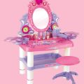 Princess Dressing Table Pretend Play Kids Vanity Table And Chair With Flashing Lights, Mirror, Working Hair Dryer...(73008). 