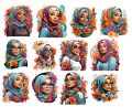 Muslim Hijabi Girl laptop stickers 12pcs, mobile, scrapbook, diary Introvert hijabi, Black Girl Hijabi. 