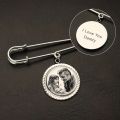 Personalised Bridal Photo Charm,Custom Photo Brooch Photo Tie Tack Wedding Bouquet Pin Wedding Memorial Gift for Bride Groom. 