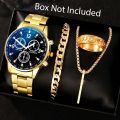 Pack of 4 Black Watch, Chain Bracelet, Ring, Bar Locket Set for Men/Boys. 