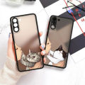 【AmbitionmA】Cute Cat Refuse to kiss Matte Clear Coque For Samsung S23 5G Case Galaxy S20 S21 FE S22 Ultra S10 Lite S8 S9 Plus Silicone Cover. 