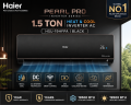 Haier 1.5 Ton Inverter AC HSU-19HFPA Pearl PRO | Heat & Cool | DC Inverter | 19500 BTU | WiFi Smart | UPS Enabled | Black | Haier Warranty. 