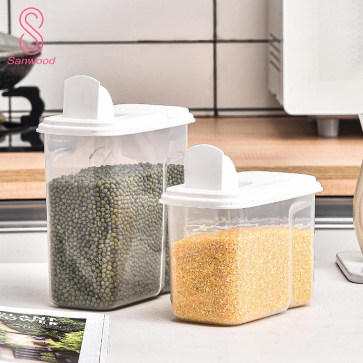 Durable Grain Storage Solution Transparent Sealed Grain Storage Container with Filter Double-open Lid for Home 1.2l/1.8l Food Storage Box