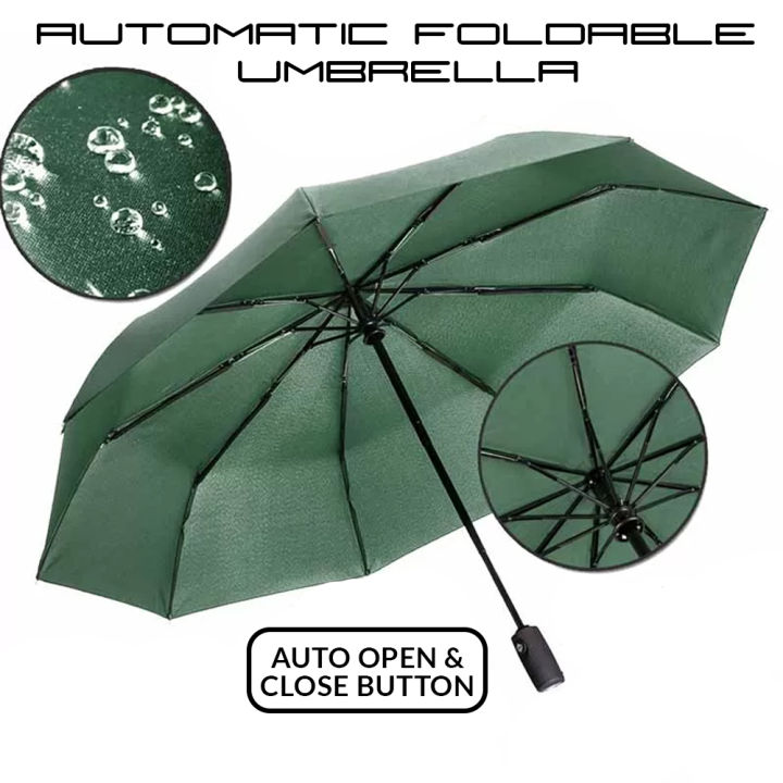Fully Open Close Automatic Folding 8 Ribs Umbrella for Rain and Sun Light Compact Size Umbrella Premium Quality Portable Three Steps Folding Umbrella