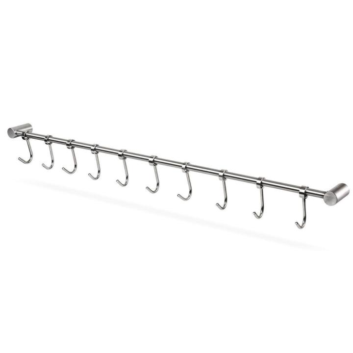 Kitchen Rail Rack Wall Mounted Utensil Hanging Rack Stainless Steel Hanger Hooks for Kitchen Tools Pot Towel 10 Sliding Hooks
