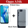 Combo Deal Oppo A16K Tempered Carbon Fiber Matte Soft Skin Glass Protector And Back Protector. 