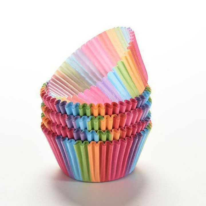 Beautiful Paper Cup Cake Mould - 100 Pcs - Multicolor