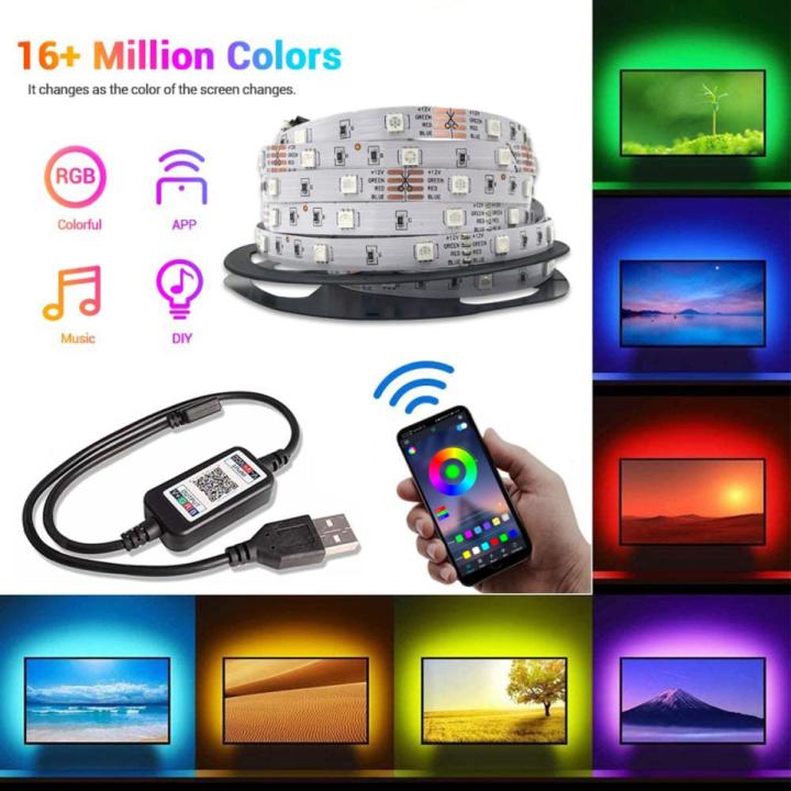 Bluetooth-compatible USB LED Strip Light 5050 SMD DC 5V USB RGB Lights Flexible LED Lamp Tape Ribbon RGB TV Desktop decoration