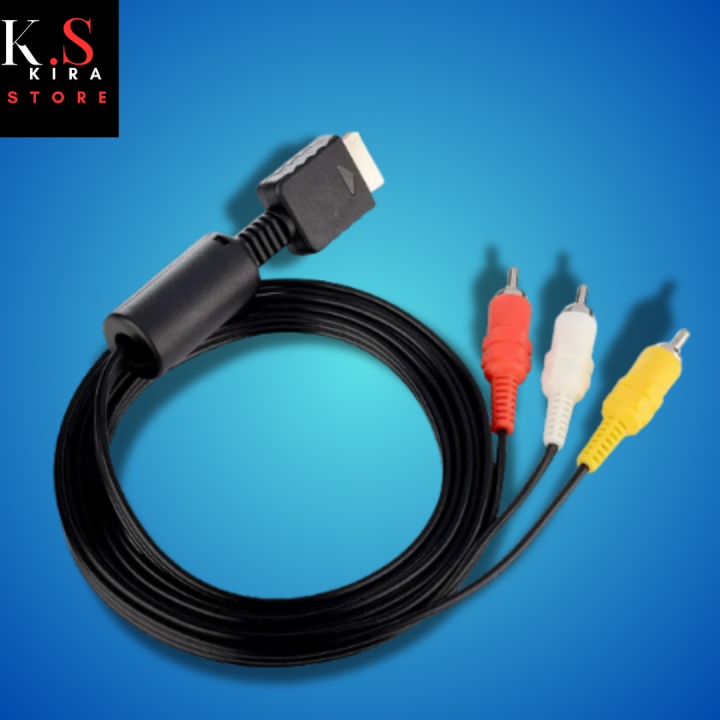 PS2 PS3 AV Cable RCA Composite Audio Video Cord for PlayStation 2, PS3, PSX, Slim, Black