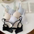 Seamless bra small chest gathered wireless bra soft bra thin bra comfortable bra simple bra push up bra girl bra. 