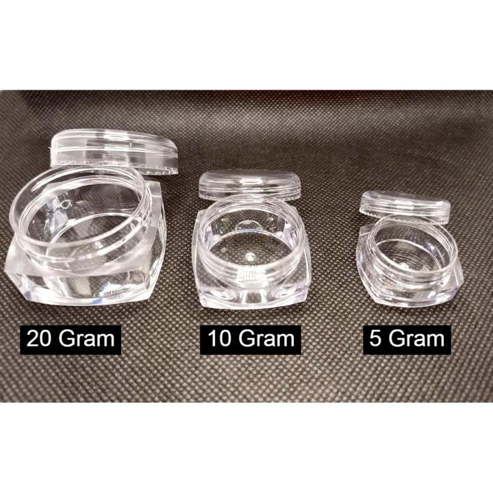 Pack of 12 Cosmetic Empty Jar (5gm) with Acrylic Box / Empty Plastic Containers for Makeup Cosmetic Travel Container / Refillable Face Cream Jar