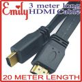 SUPER HDMI LONG CABLE 20M 20 METER BLACK 20 Meter Length (ROUND CABLE) Super Hdmi Long Cable 20M 20 Meter Length for Laptop to LED hdmi Black HDMI Cable High Speed 4K Compatible High Definition Multimedia Interface male to male for Clear Crystal Display T. 