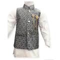 KIDS FOR Boys Fashion Clothing 4 Pieces Suits (Kurta Shalwar Waistcoat and Brooch) Kids Fashion Age- 1 To 12 Years-WHITE CHICKEN SUIT. 