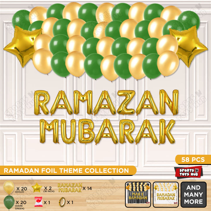 58 Pcs Ramazan Mubarak Foil Letter Garland Theme Collection Ramadan Islamic Festival Decoration Occasions For Holy Blessing Month Celebration Events Balloons, Ramzan Decor Balloon Packs, Party Supplies Foil Ballon, Roza, Iftar : GGOfBJbG