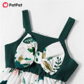 【ETOP】 Family Look Mommy and Me Floral Printed Ruffle Stitching Solid Dresses-Z. 