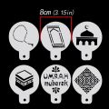 6pcs/set PET Mosque Mubarak Ramadan Design cake stencil , cookie Cappuccino Decorating Mousse Cake Template Tools cupcake decora. 