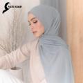 Pastel Hijaabi Ice Blue Best Quality Chiffon Hijab Georgette Hijab Breathable Soft Fabric Modesty Stylish Lightweight Instant Hijabs. 