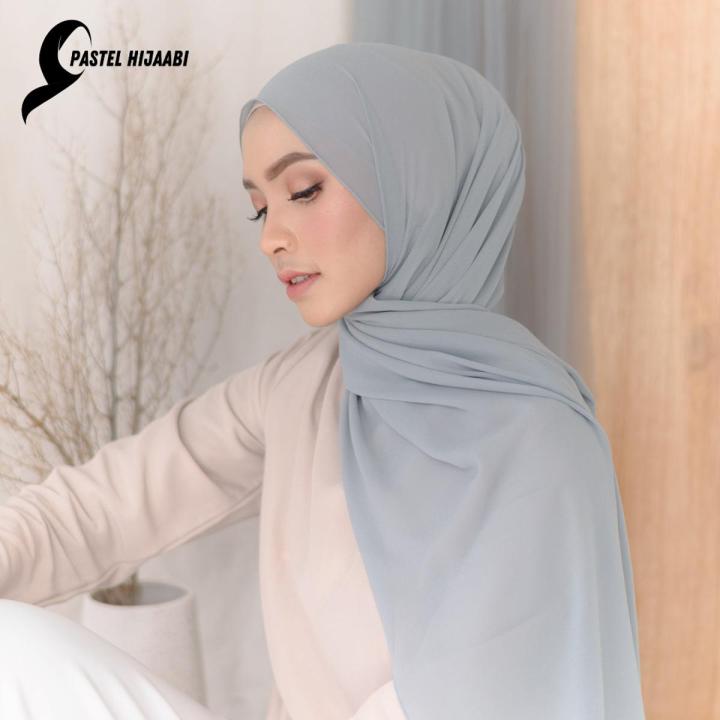 Pastel Hijaabi Ice Blue Best Quality Chiffon Hijab Georgette Hijab Breathable Soft Fabric Modesty Stylish Lightweight Instant Hijabs