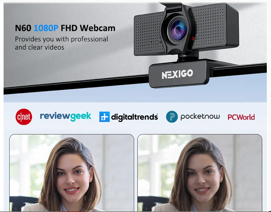 Full Hd Nexigo Usb Fhd Web Computer Camera NéxiGò N60 1080P Wébcam