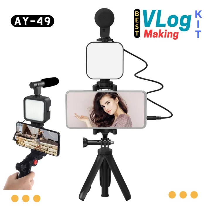 Vlogging Video Making Kit For Mobile Phones - Model AY-49 - Tripod Kit ...