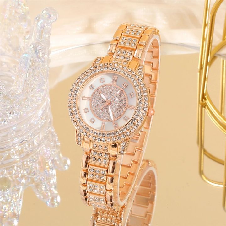 5PCS%20Elegant%20and%20Casual%20Luxury%20Women's%20Watches%20Rhinestone%20Encrusted%20Stainless%20Steel%20Ladies%20Wristwatch%20for%20Girls%20Luxury%20Stylish%20Watch%20-%20Image%204