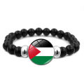 Wholesale Palestinian Flag Bracelet Creative Personality Black Beaded Bracelet Jewelry for men and women. 