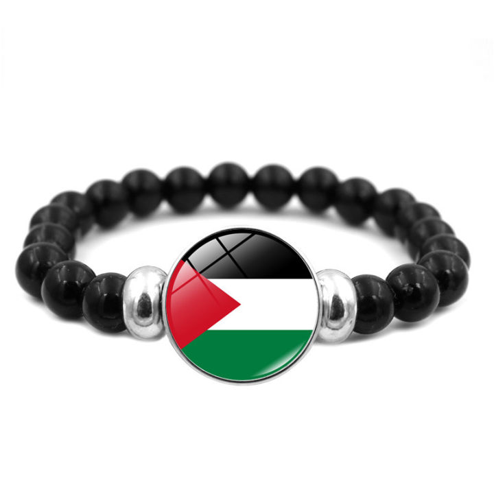 Wholesale Palestinian Flag Bracelet Creative Personality Black Beaded Bracelet Jewelry for men and women