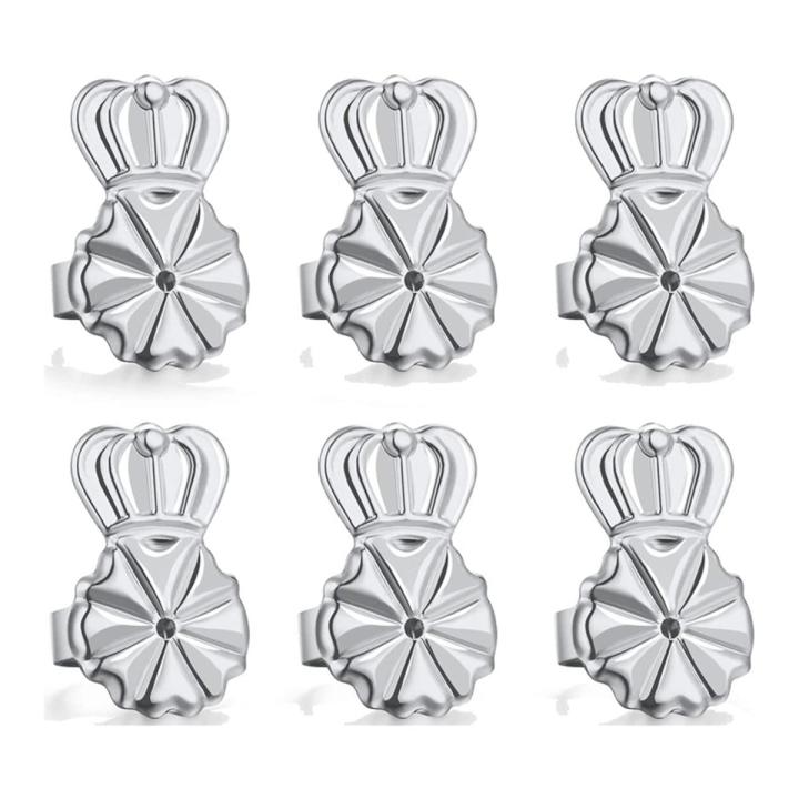 3-Pairs Earring Backs Lifter Adjustable Hypoallergenic Secure Earring Backs for Heavy Earrings, (Silver)