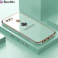 Jizetin (Free Lanyard) for OPPO A5S / A7 / A12 / A12S Back Cover Luxury 6D Plating Soft Casing Silicone Square Frame Phone Case Shiny Bling Back Cover Maple leaf New design Side Drawing Case. 