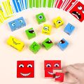 Face Changing Magic Cube Game, Expression Puzzle Building Blocks Pattern Matching Game, Educational Puzzles Toy Board Games for Kids and Adults. 