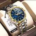 Watch for Men Stainless Steel Strap Quartz Watch Business and Luxury Style Gold with Diamond Dial and Calendar Multiple Colors. 