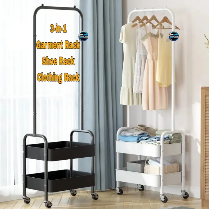 Shah%20G%203-in-1%20Garment%20Rack%20Shoe%20Rack%20Clothing%20Rack%20Imported%20High%20Quality%20Coat%20and%20Garment%20Hanger,%20Cloth%20Organizer,%20Garment%20Rack%20having%20Multiple%20Hanger%20Hooks%20with%202%20Bottom%20Storage%20Shelves,%20%20-%20Single%20Pole%20OR%20Double%20Pole%20-%20Image%208
